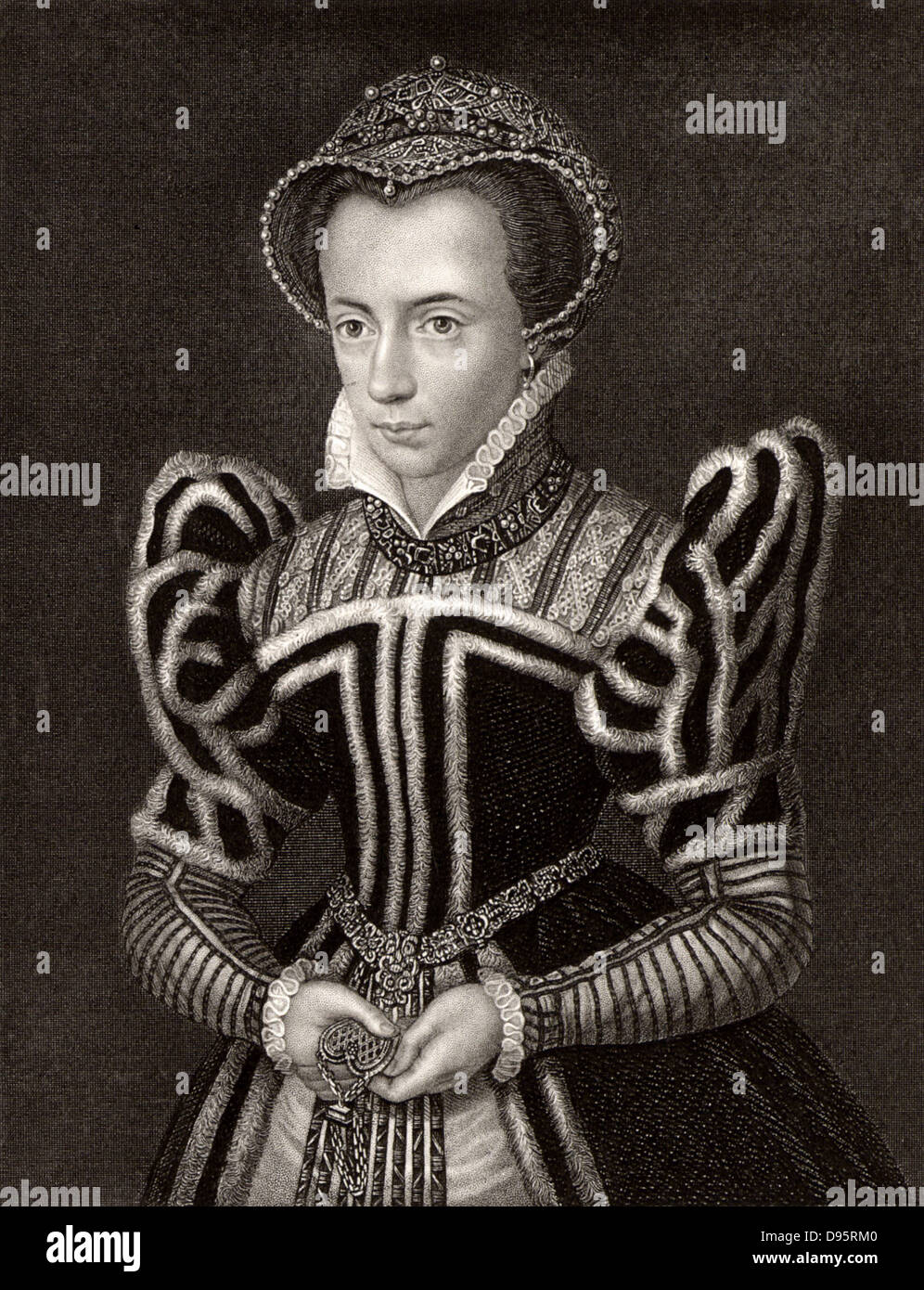 Marie I (1516-1558), reine d'Angleterre et d'Irlande de 1553. Connu sous le nom de Bloody Mary à cause de sa persécution des protestants durant son règne. Après gravure portrait par Holbein. Banque D'Images