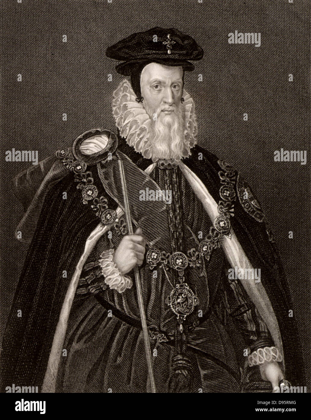 William Cecil, 1er baron Burghley (1520-98) d'État anglais. Lord Haut trésorier d'Elizabeth I à partir de 1572. La gravure. Banque D'Images