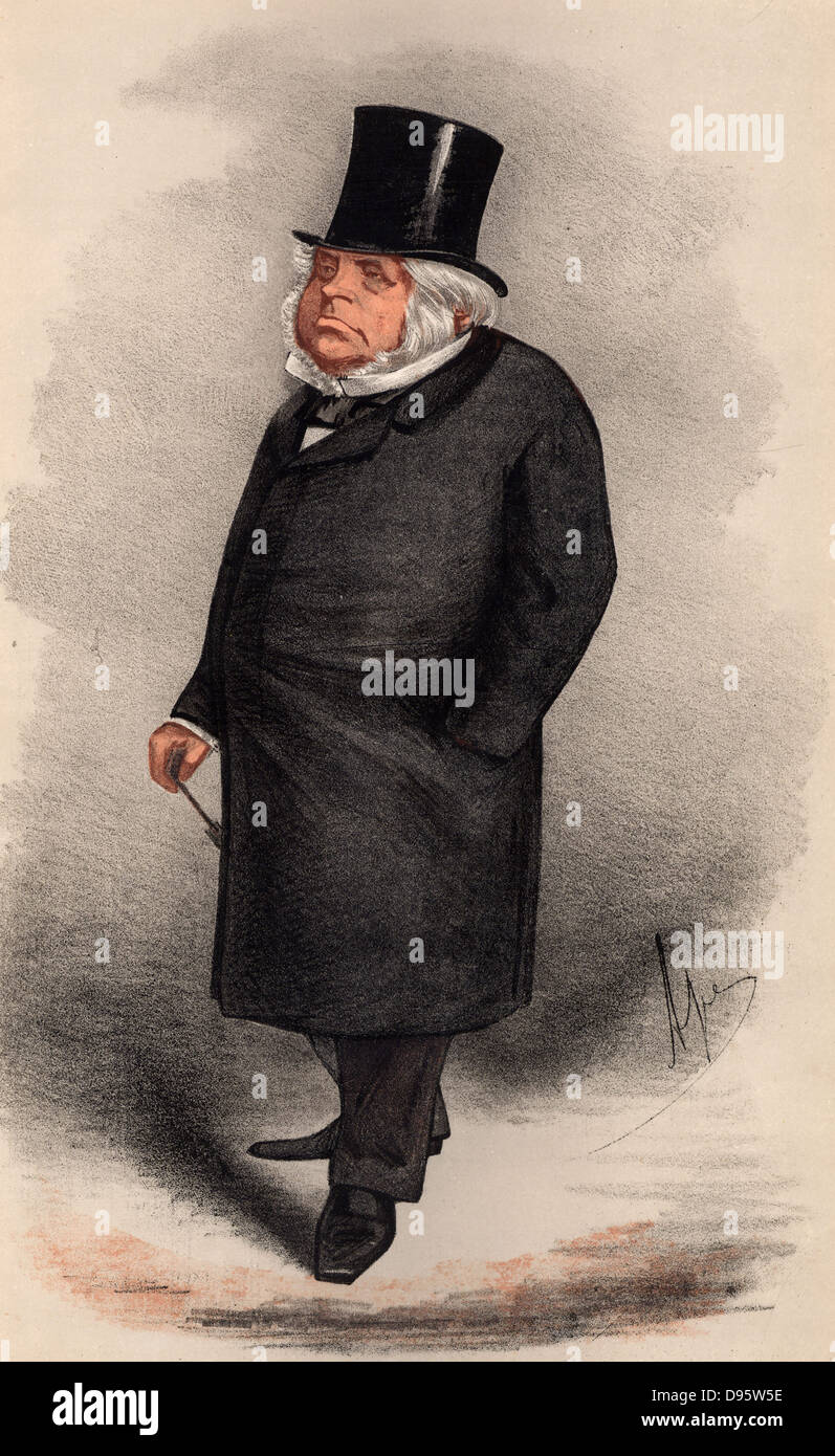 John Bright (1811-1889), orateur et homme d'état radical britannique, né à Rochdale, Lancashire Quaker de parents. Élu député pour la première fois en 1843. A appuyé l'Anti-Corn Law League, et de la réforme de 1867. Caricature de "Ape" (Carlo Pellegrini - 1838-1889) de 'Vanity Fair' (Londres, 13 février 1869). Chromolithographie. Banque D'Images