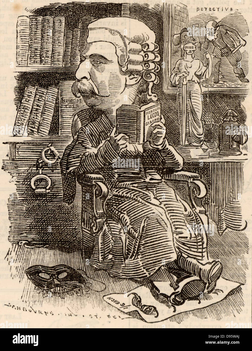 (Charles Edward) Howard Vincent (1849-1908) homme politique français, avocat et criminologue. Le premier directeur des enquêtes criminelles à Scotland Yard, le siège de la force de police de Londres. Linley Sambourne Cartoon par Edward dans la série de portraits de fantaisie du poinçon de 'Punch' (Londres, 16 juillet 1881). Banque D'Images