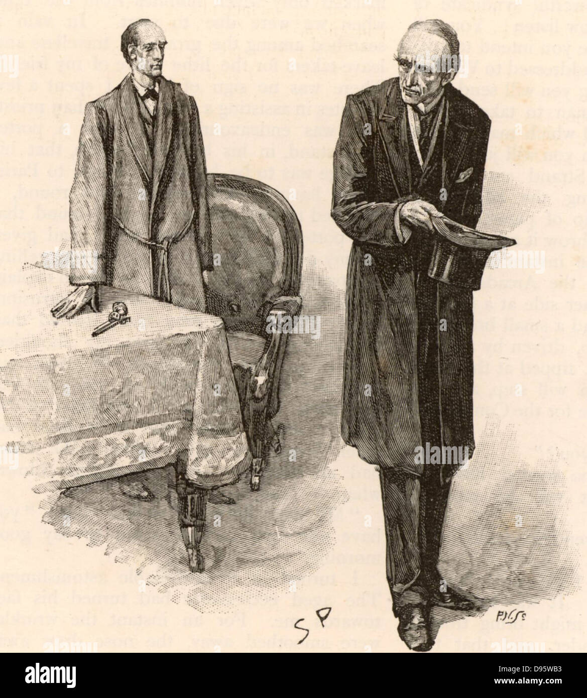 L'aventure de la Problème Final'. Le professeur Moriarty laisse Holmes, n'ayant pas réussi à le persuader d'arrêter ses recherches. Illustration par Sidney Paget E (1860-1908) pour "Les aventures de Sherlock Holmes par Arthur Conan Doyle dans 'Le Strand Magazine' (Londres, 1893). La maladie de Paget a été le premier artiste à dessiner Holmes. Banque D'Images