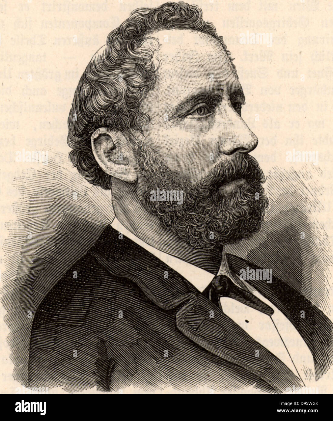 Eduard Suess (1831-1914), géologue autrichien né à Londres. Il a proposé l'existence d'un supercontinent qu'il nomme Gondwana (1861) et de la Téthys. Son travail a fondé la théorie de la dérive continentale. Gravure tirée de "Der Stein der Weisen" (Leipzig c1895). Banque D'Images