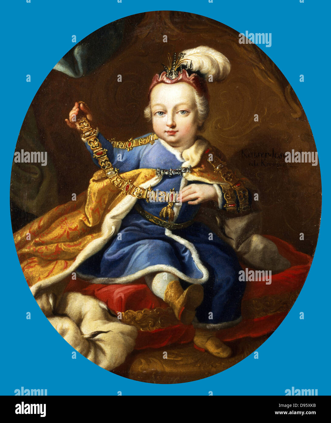 Le Prince Joseph (1741-1790), le futur empereur Joseph II d'Allemagne et l'Autriche. Fils François I et Marie Thérèse. Il est démontré maintenant l'ordre de la Toison d'or. Portrait par cercle de Martin Mytens II (1695-1770). Banque D'Images