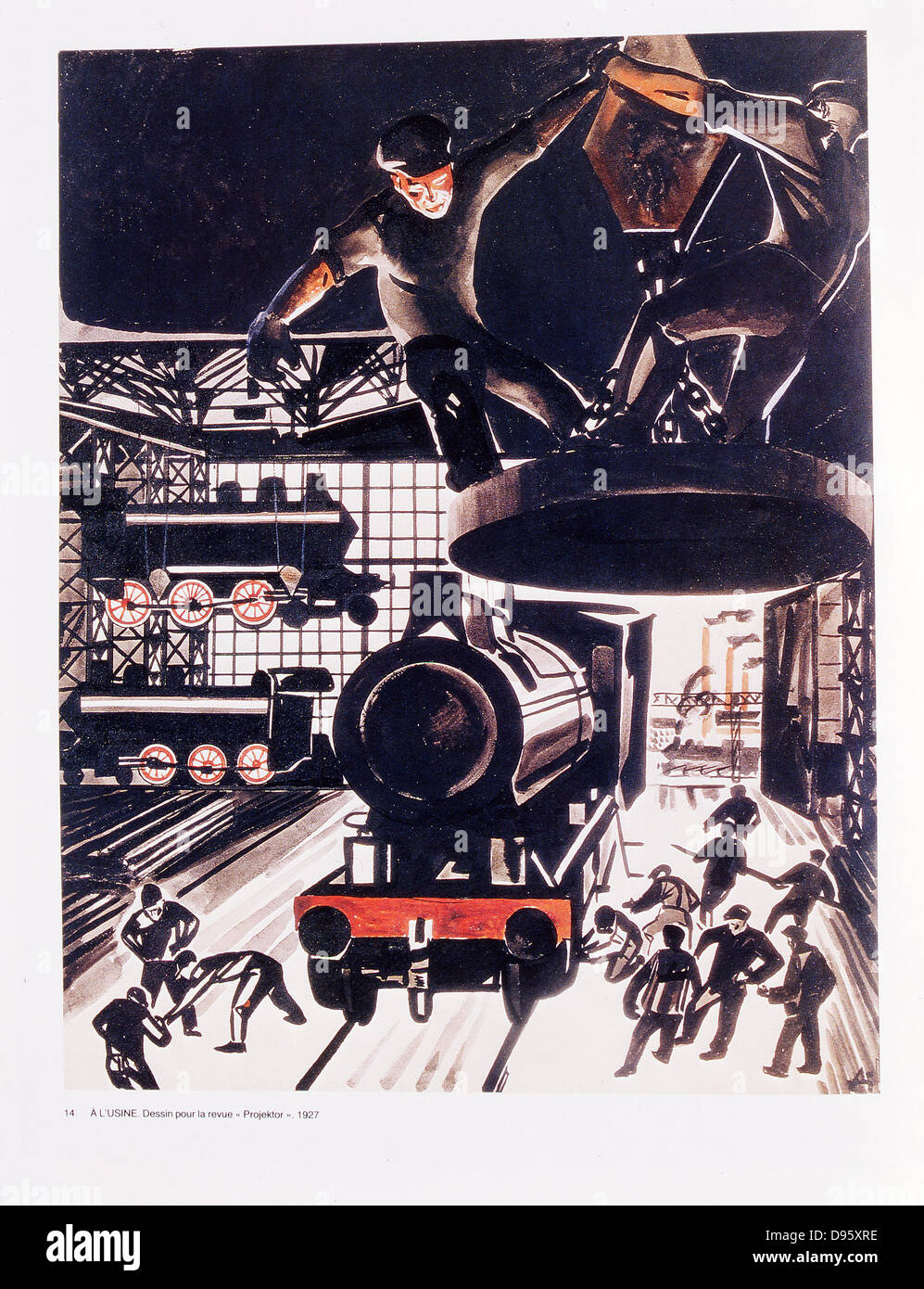 'À l'usine", 1927 par Alexander Deineka. .Moteur travaille pour la fabrication de locomotives à vapeur. Le russe. Banque D'Images