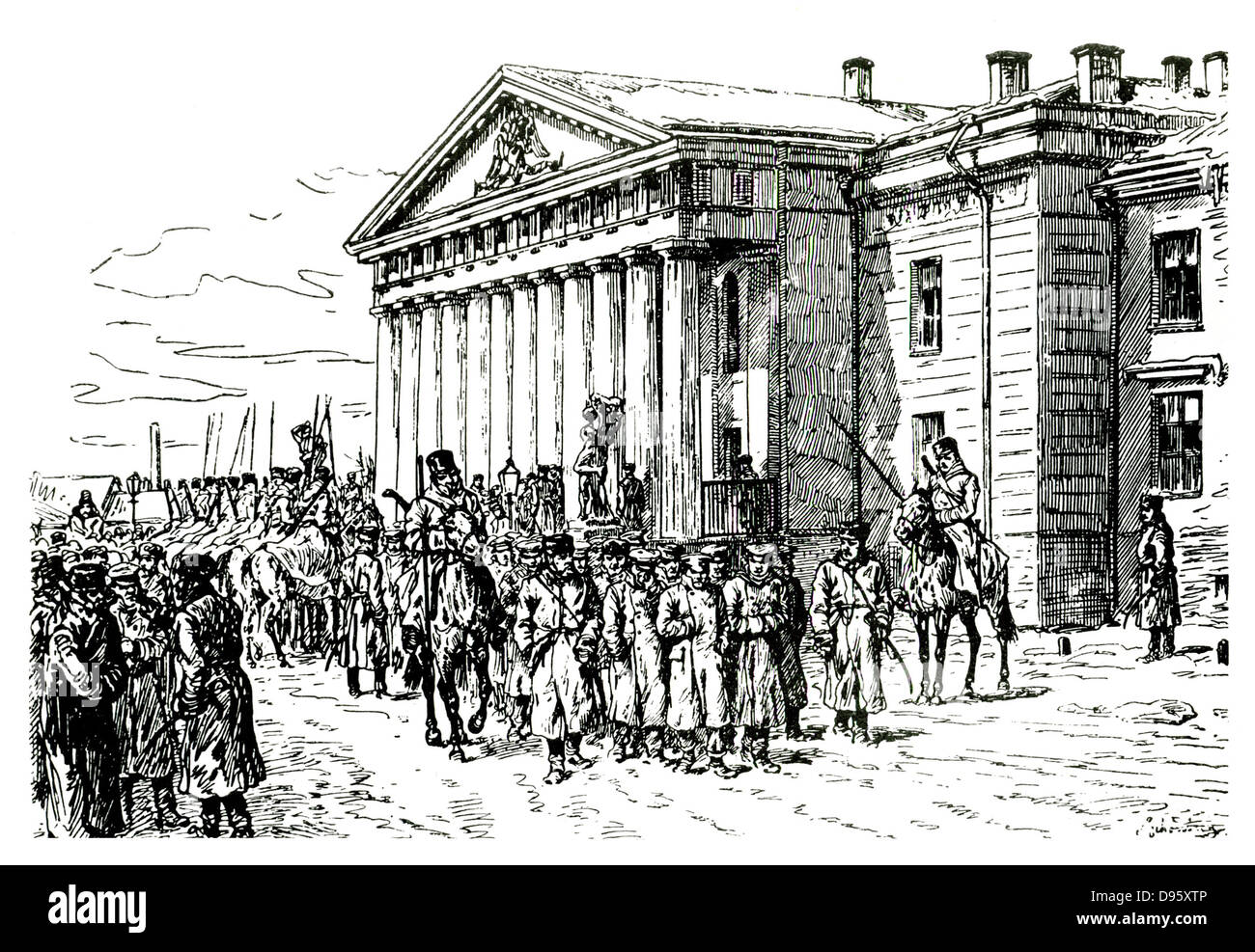 Les troubles en Russie, avril 1890. Arrestation d'étudiants de l'Académie des Mines, St Petersbourg. Banque D'Images