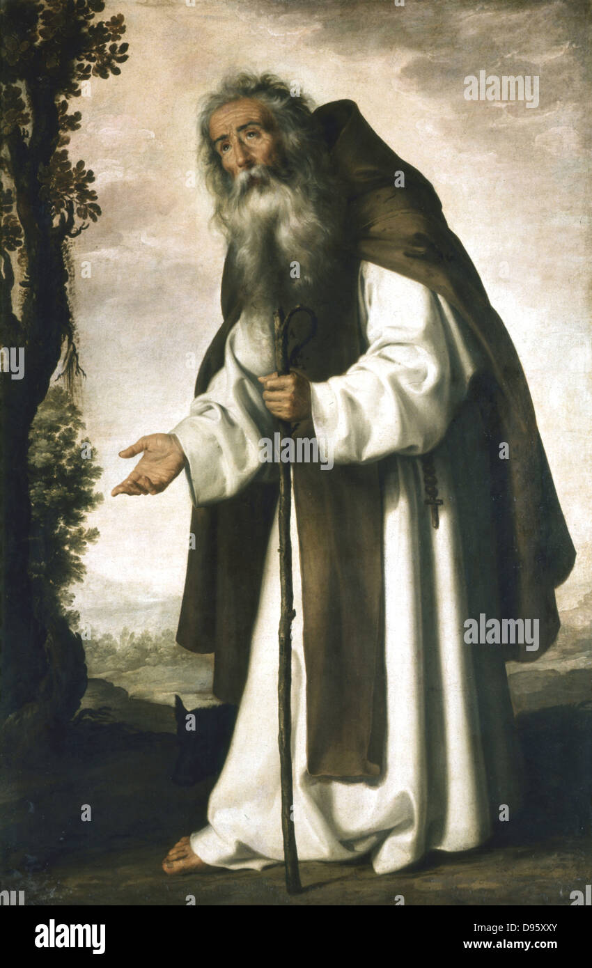 St Antoine de Padoue (1195-1231). Aurait prêché aux poissons lorsque les hommes ne l'écoutaient pas, donc est devenu patron de la basse animlas. Francisco Zubaran (1598-1622) l'artiste espagnol. Palais Pitti. Banque D'Images