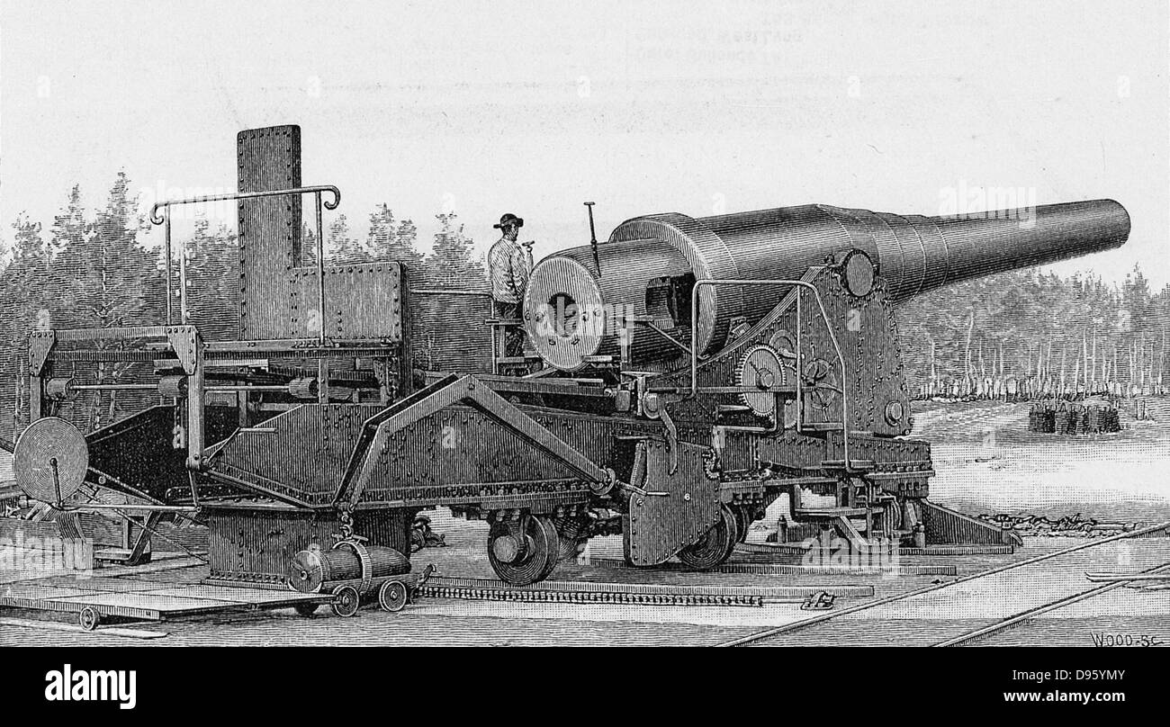 Krupp 71 tonnes d'armes à feu en 1881. Krupp d'Essen a été le grand fabricant allemand de l'armement à la fin du xixe siècle. À partir de 'Harper's New Monthly Magazine, au sein de l'édition, 1885. Banque D'Images