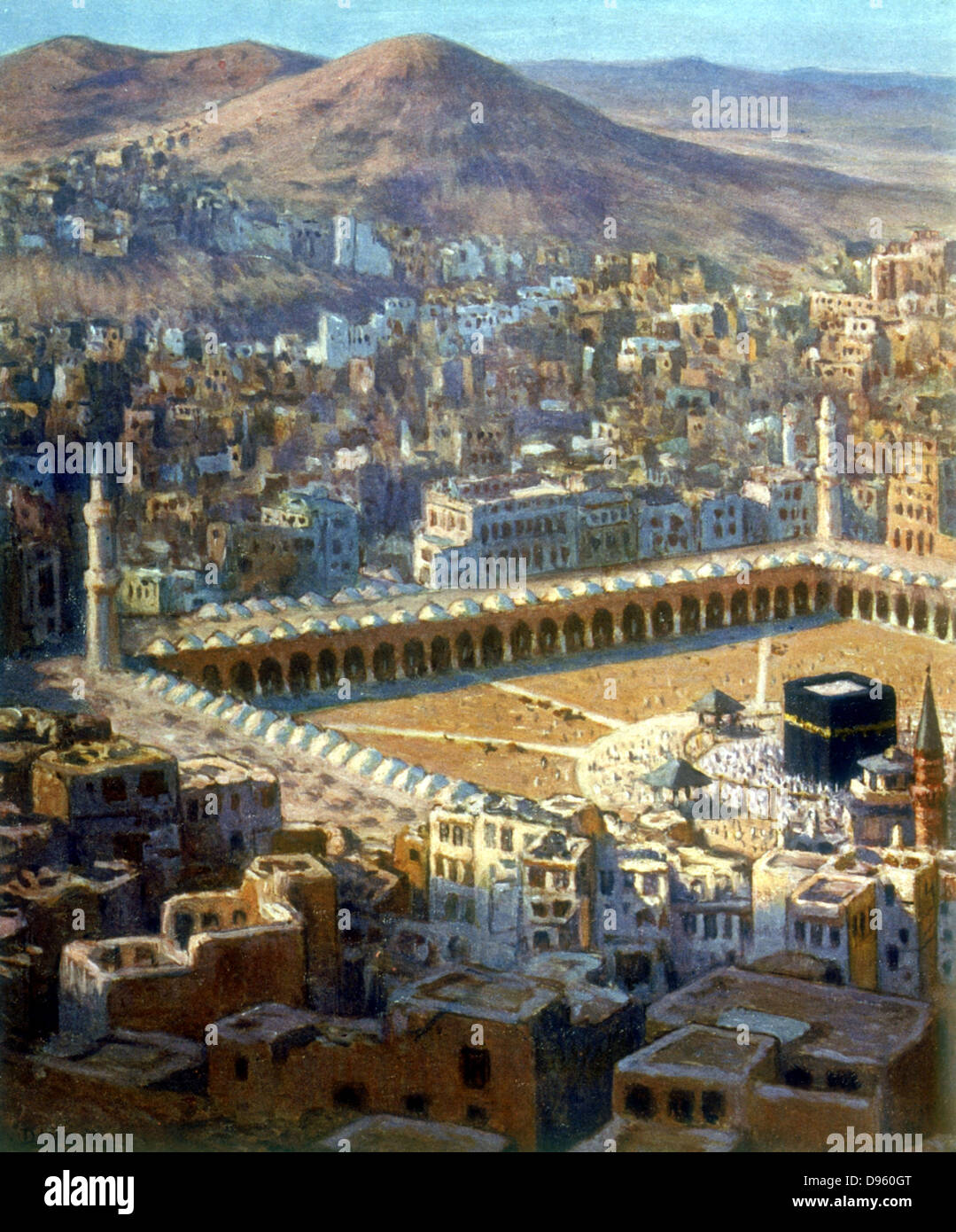 Vue de La Mecque. Illustration de 'La Vie de Mohammed,  : d'Allah' (La Vie de Mohammed, prophète d'Allah). Banque D'Images