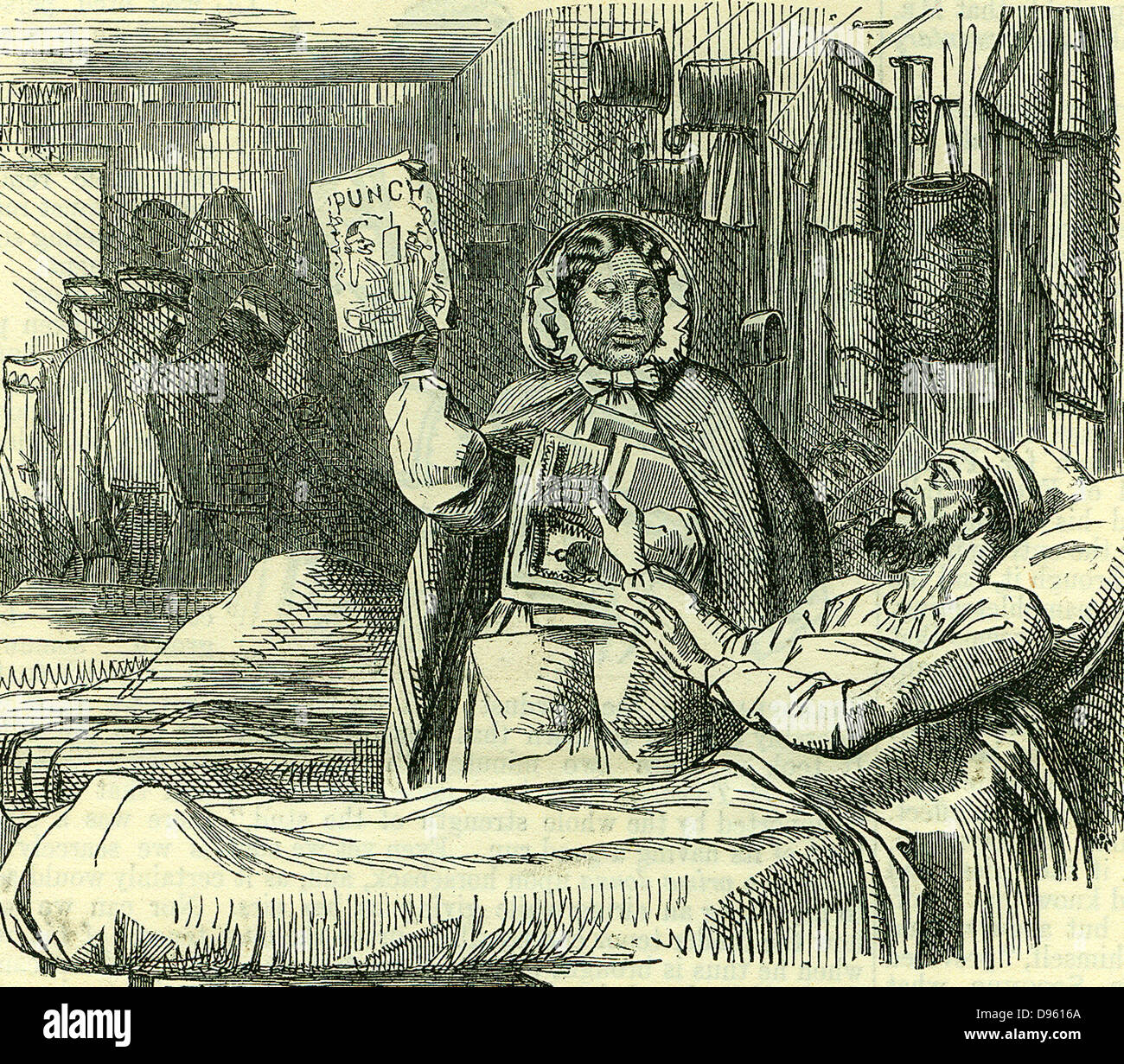 Notre propre Vivandiere" : un plaidoyer pour la prise en charge de Mary Jane Seacoal (1805-1881) qui, à ses propres frais, en 1855 est allé à la Crimée à l'infirmière et les soins aux malades et blessés, et qui était maintenant dans la misère. À partir de 'Punch', Londres, 30 mai 1857. Banque D'Images