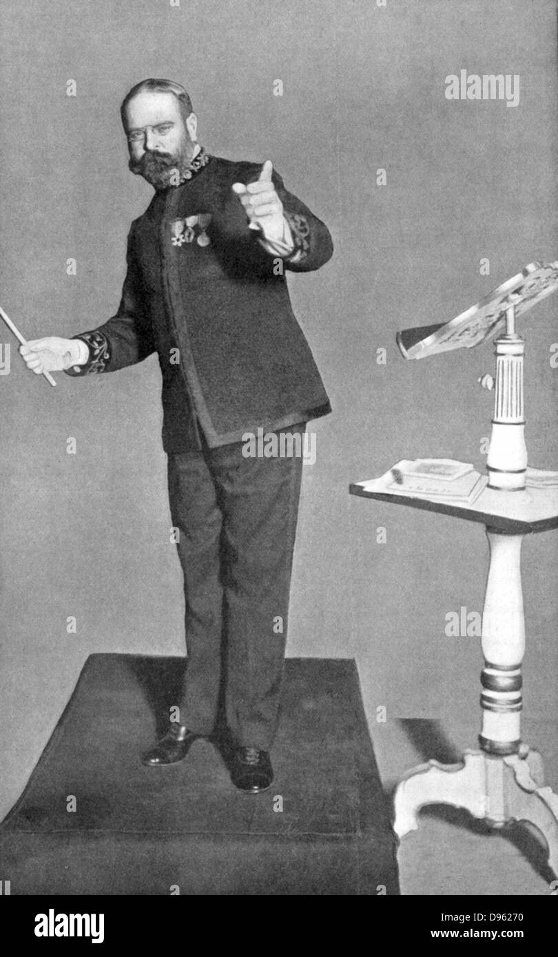 John Philip Sousa (1854-1932), compositeur et chef américain mars, la conduite de ses 'Washington Post'. Londres 1903 photo publiée. Demi-teinte. Banque D'Images