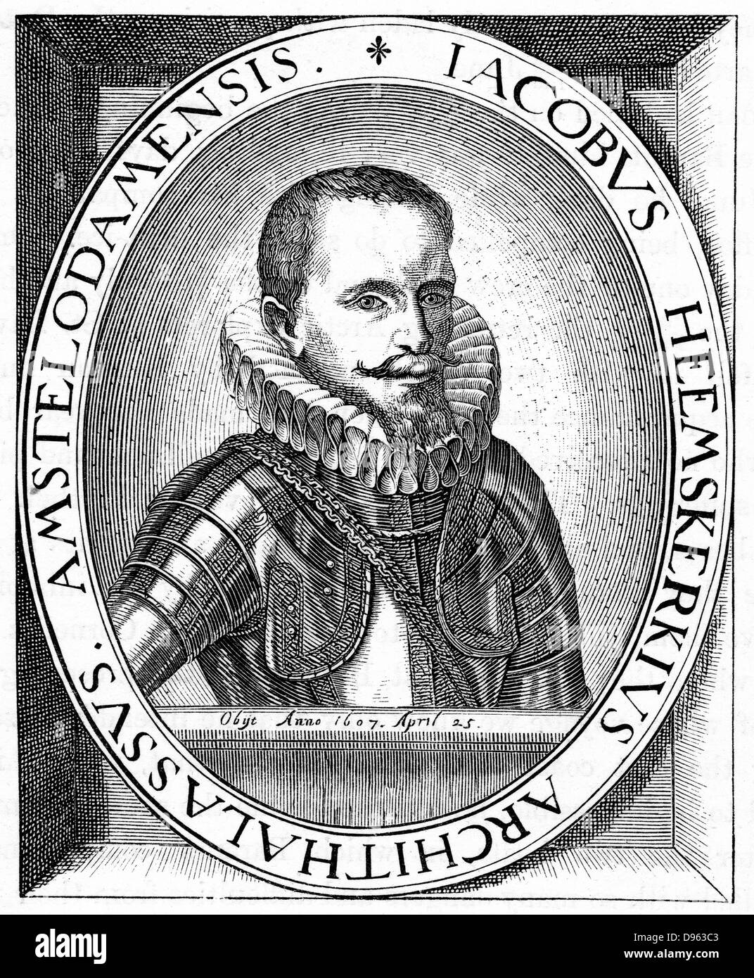 Jacob van Heemskerk (1567-1607). Officier de marine et explorateur néerlandais. Recherche d'un passage du nord-est de la Chine, 1595. Mort à Gibraltar après avoir défait la flotte espagnole. À partir d'une gravure contemporaine Banque D'Images