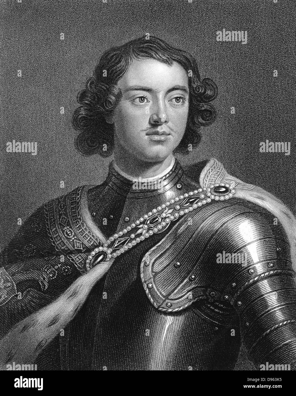 Pierre I le Grand (1672-1725. Tsar de Russie de 1682. Gravure Banque D'Images