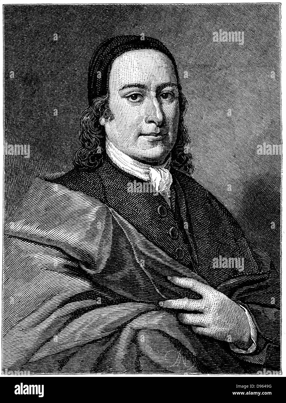 Count Nicolaus Ludwig von Zinzendorf (1700-1760), théologien allemand, élève de Francke et convertir de piétisme. A relancé l'Eglise morave, et sa mise en place en Amérique. La gravure sur bois. Banque D'Images