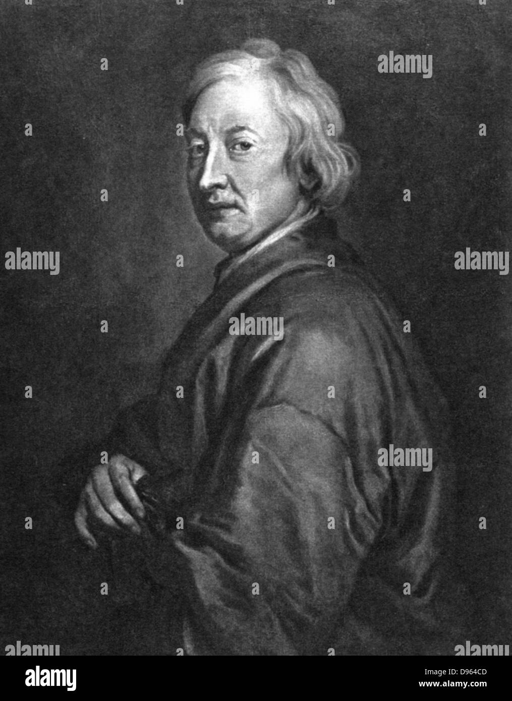 John Dryden (1631-1700) poète anglais. Poète Lauréat 1668. Lithographie après portrait par Godfrey Kneller. Banque D'Images