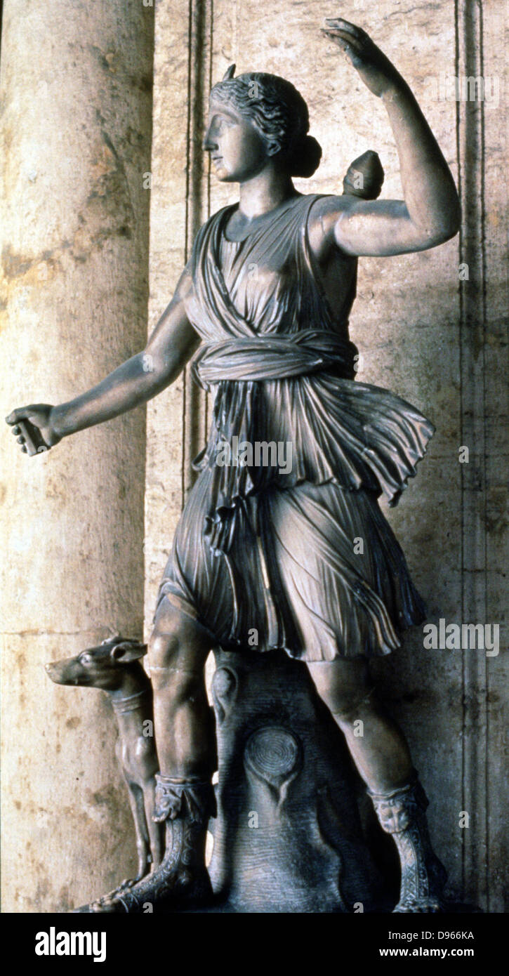 Artémis/Diane, déesse grecque/Roman lune, et déesse de la chasse, de forêts et de la fertilité. Banque D'Images