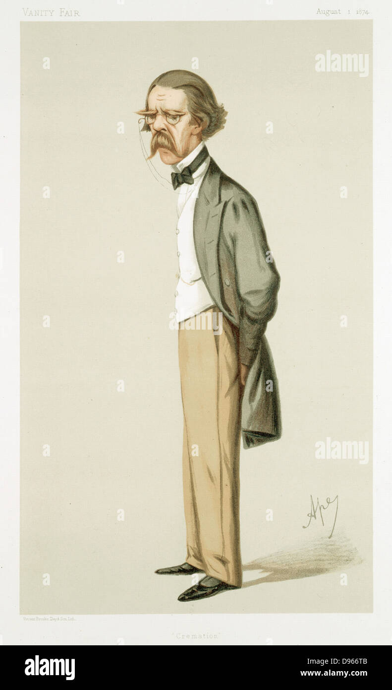 Henry Thompson (1820-1904) Caricature de "Ape" (Carlo Pellegrini), 'Vanity Fair', Londres, 1 août 1874. Chirurgien britannique (Lithotomy) traités Léopold Ier et Napoléon III. Fondée première crémation Society de Londres, 1874. Avait un plan pour vérifier l'efficacité de la prière dans les hôpitaux (mentionné dans le roman 'Arnold Bennett Clayhanger'). Chromolithographie. Banque D'Images