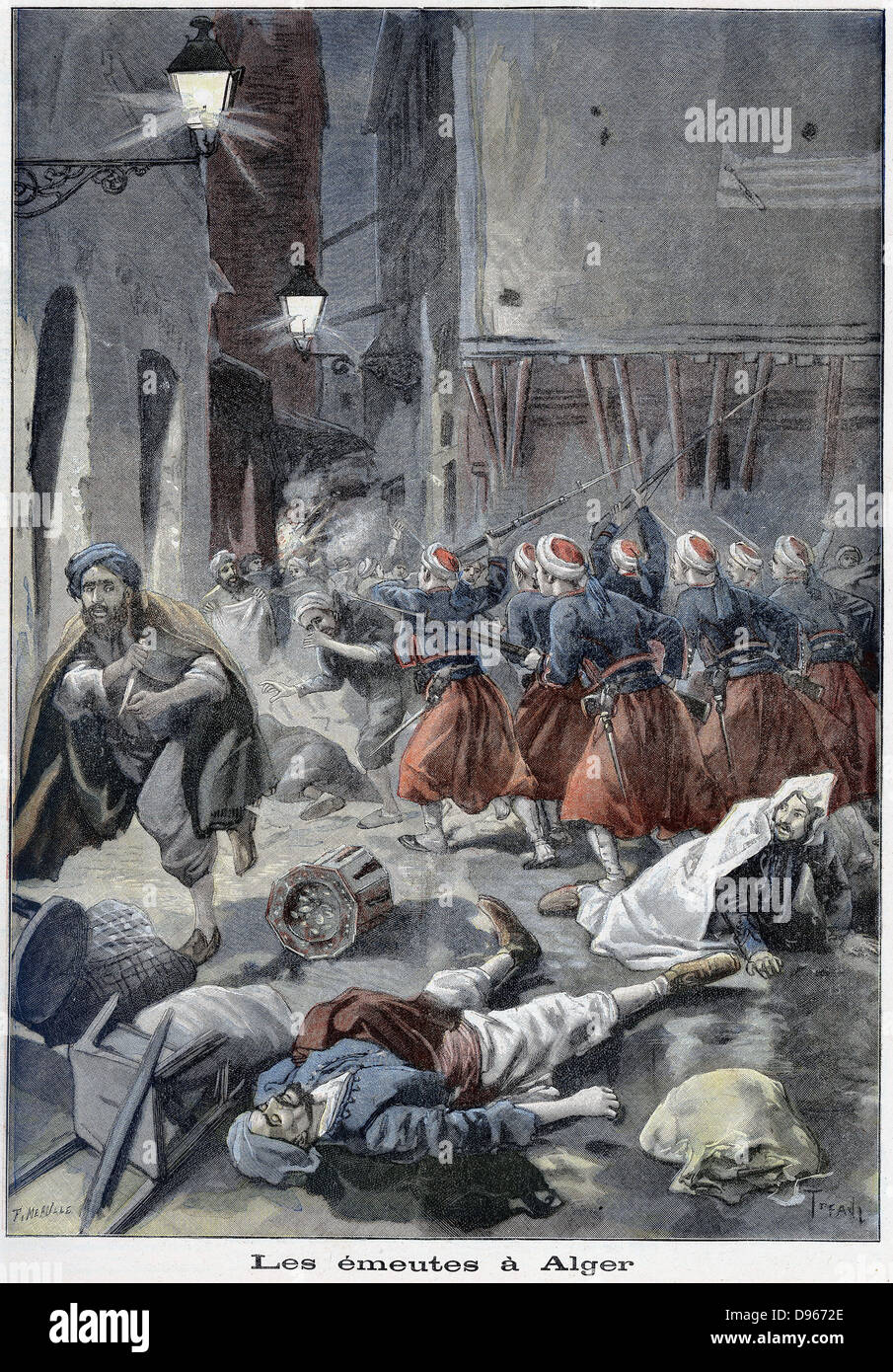 Pour tenter d'éliminer les troupes de rues pendant les émeutes arabes/juif. L'Algérie. À partir de 'Le Petit Journal', Paris, 6 février 1898. Banque D'Images