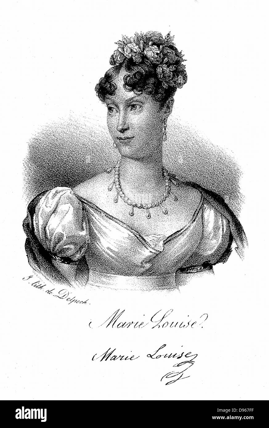 Marie Louise (1791-1847) Impératrice des Français, fille de François I d'Autriche. Deuxième épouse de Napoléon I à partir de 1810, dont l'abdication de son retour au pays. Lithographie c1830. Banque D'Images