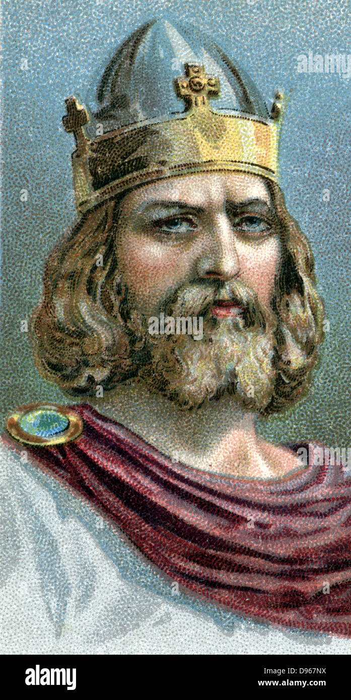 Alfred le Grand (849-899) roi anglo-saxon du Wessex de 871. Défait les Danois à Edington, Wiltshire. Il a signé le traité de partition et formalisation de Danelaw 886. Chromolithographie c1920 Banque D'Images