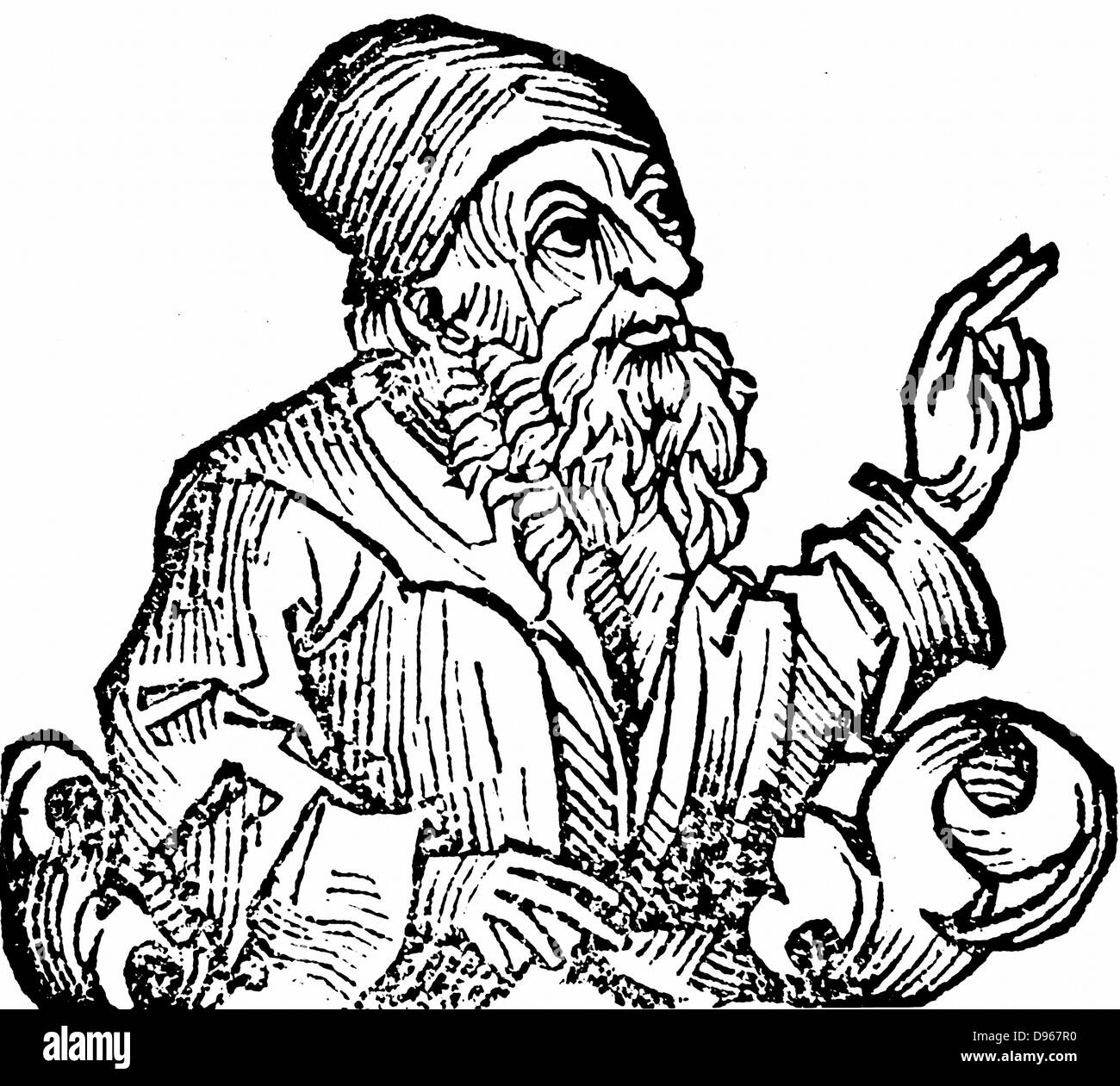 Anaxagore (c500-428 av. J.-C.) philosophe grec. Parmi ses élèves ont été à Athènes, Périclès, Euripide. Gravure sur bois de Hartmannn Schedel Liber Chronicarum 'mundi' (Chronique de Nuremberg Nuremberg 1493) Banque D'Images
