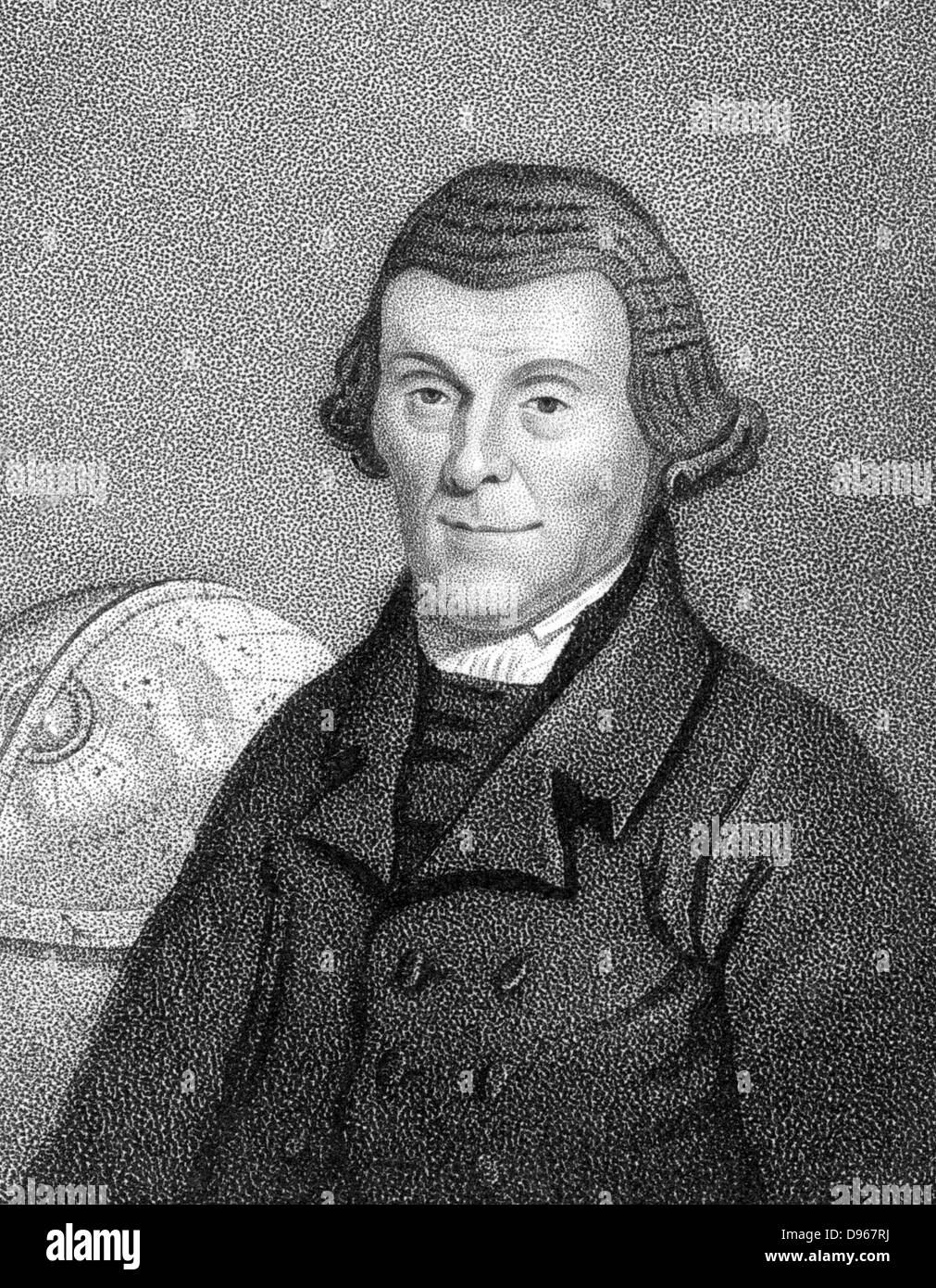 Henry Andrews (1744-1820), maître d'anglais Calculatrice astronomique, auteur de 'Moore's Almanack'. Frieston né près de Grantham Lincolnshire. Gravure crépi Banque D'Images