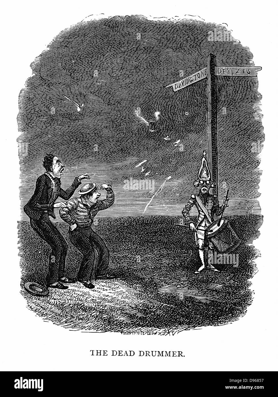 Les morts le batteur. Une légende de la plaine de Salisbury. Illustration par George Cruikshank pour Richard Barham 'l'Ingoldsby Legends', Londres, 1840. La gravure. Banque D'Images