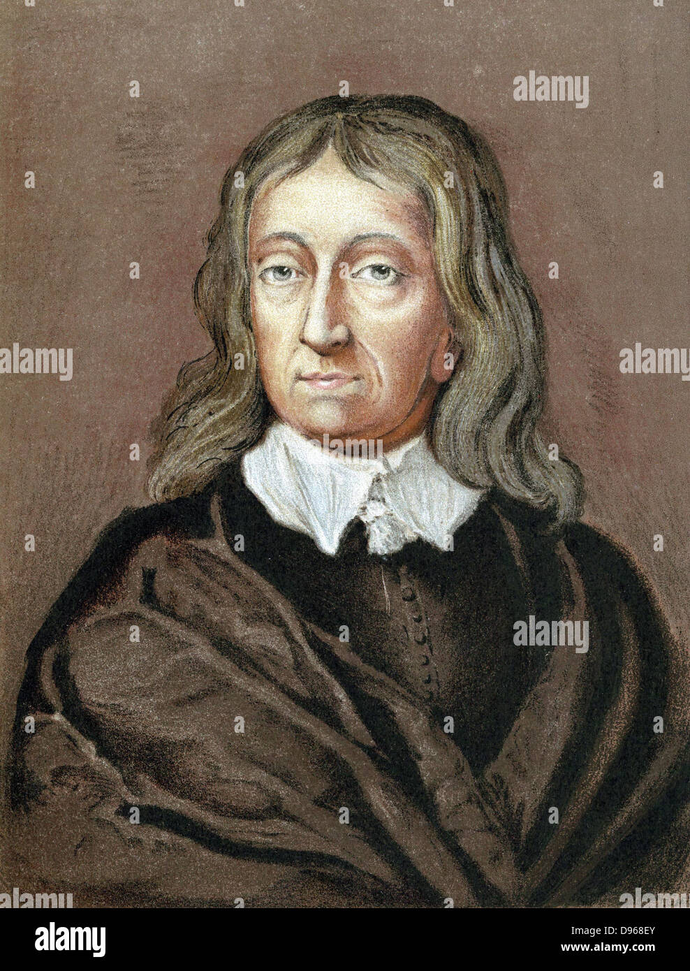 John Milton (1608-74), poète anglais. Chromolithographie après crayon portrait par William Fairthorne (1616-91) Banque D'Images