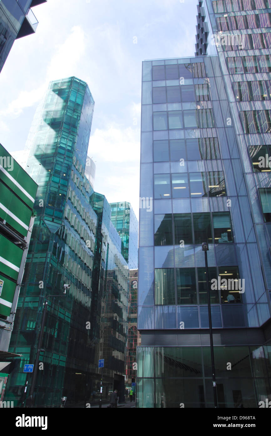 Immeubles de bureaux modernes par Moor Lane, dans la ville de Londres Banque D'Images