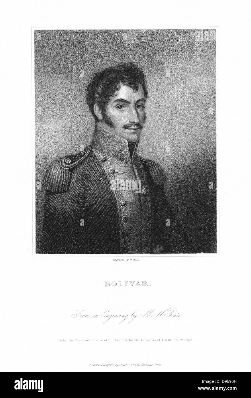 Simon Bolivar y Ponte (1783-1830) : révolutionnaire sud-américain connu sous le nom de "libérateur" de l'Amérique du Sud à partir de la domination espagnole. La gravure. Banque D'Images