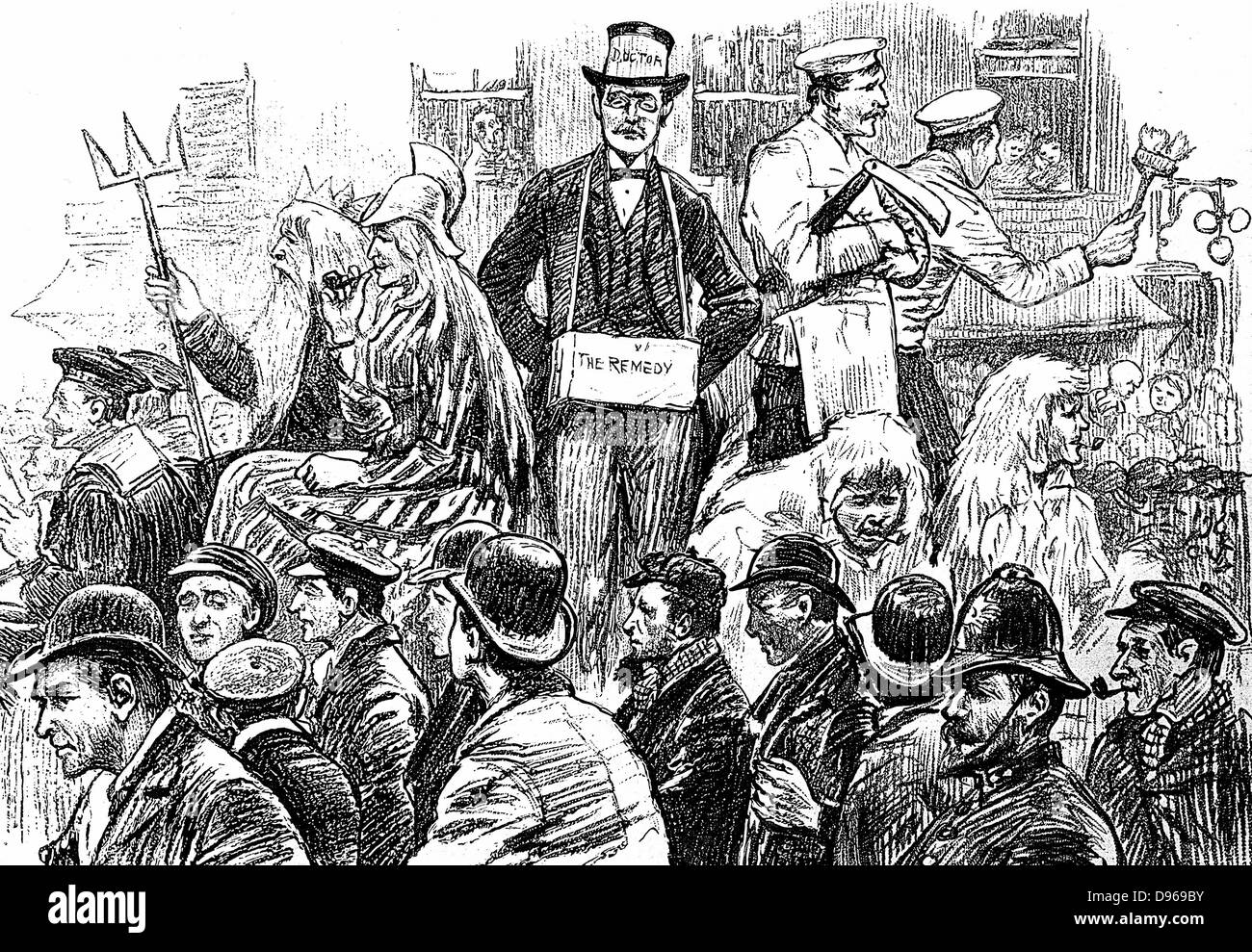 Grève des dockers de Londres, septembre 1889. Parmi les objectifs a été mise en place du salaire minimum de 6d (2,5 pence par heure) mais il a échoué. Photo montre 'Père' de Neptune flottent dans la procession Banque D'Images
