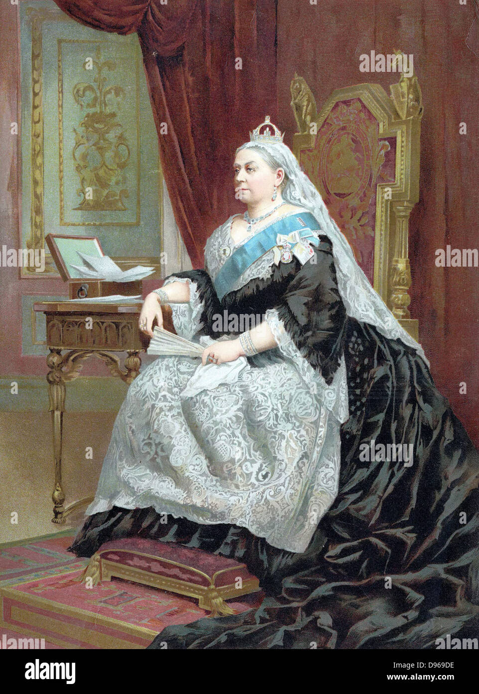 Victoria (1819-1901) reine d'Angleterre à partir de 1837 et l'Impératrice de l'Inde à partir de 1876. Portrait officiel de la reine au moment de son Jubilé d'or 1887. Oleograph Banque D'Images