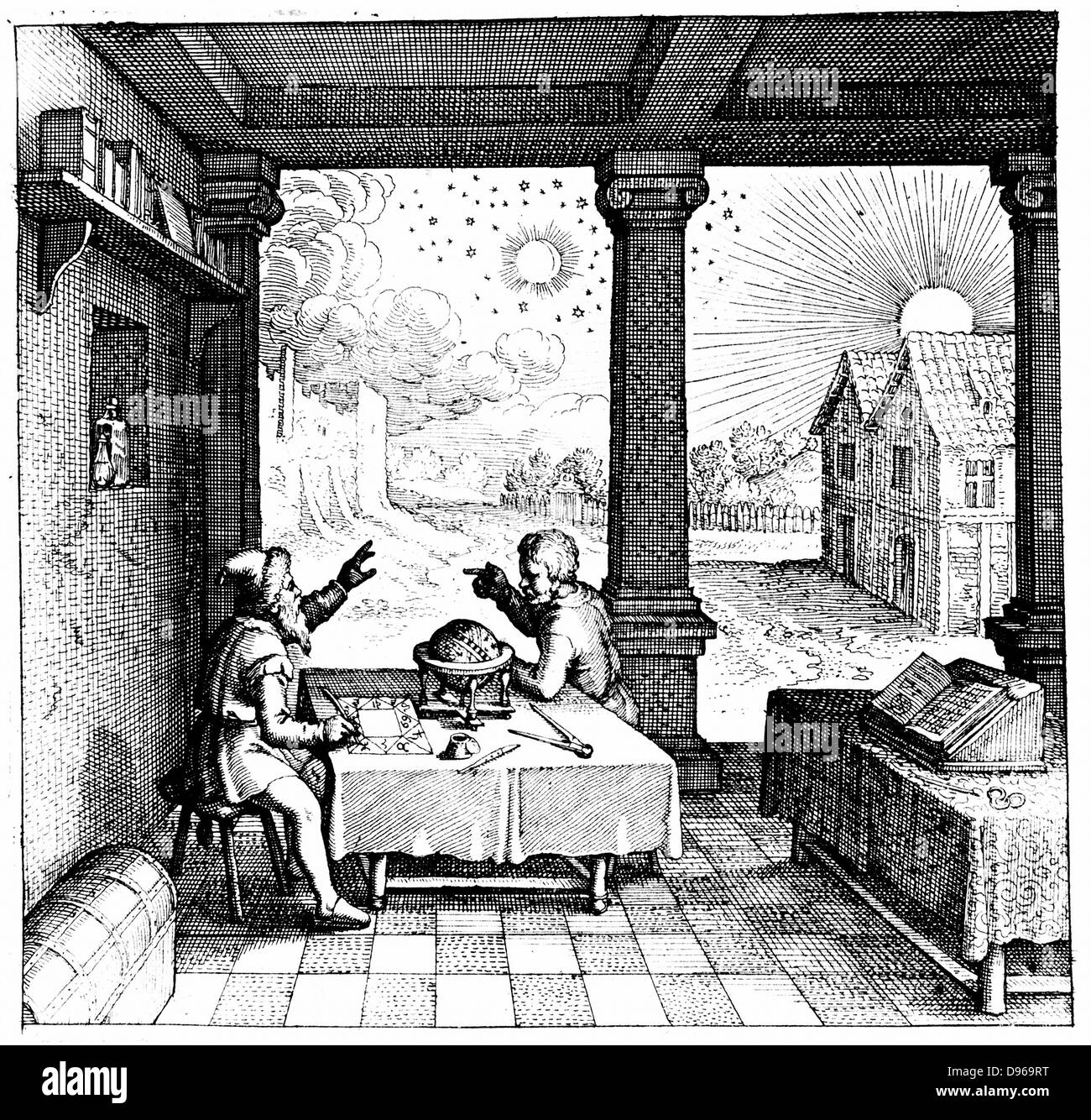 Les astrologues l'élaboration d'un horoscope. De Robert Fludd 'Utriusque Cosmi..historia". Oppenheim, 1617-1619 Banque D'Images