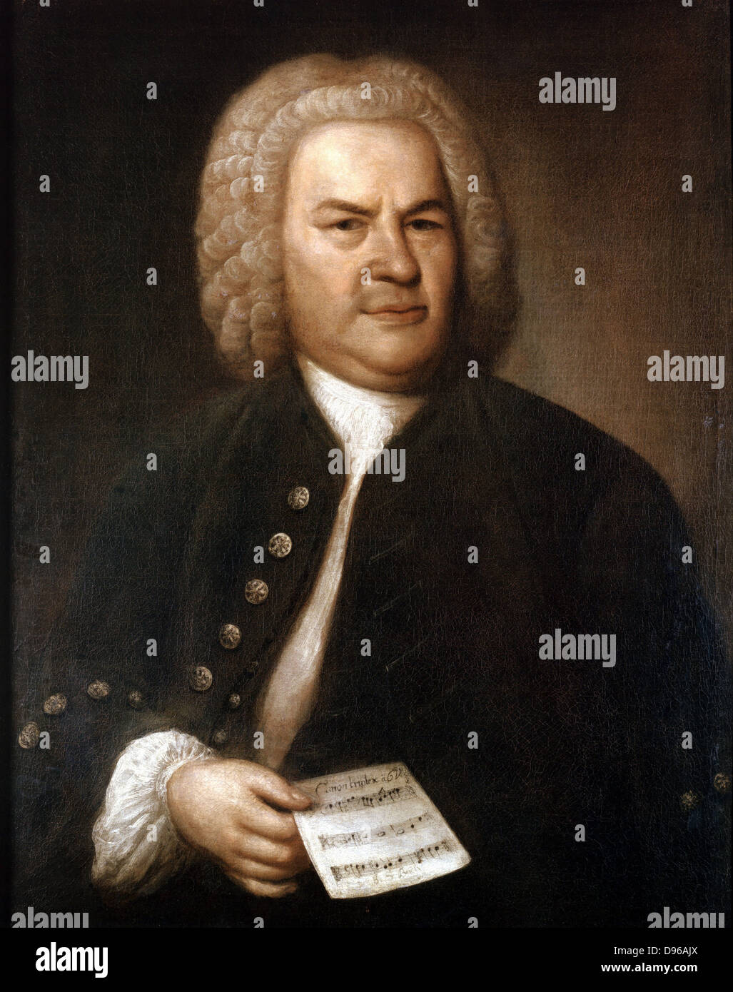Johann Sebastian Bach (1685-1750) en 1746. Compositeur et organiste allemand. Portrait par Elias Gottlieb Haussmann. Stadtgeschichtliches Museum, Leipzig Banque D'Images