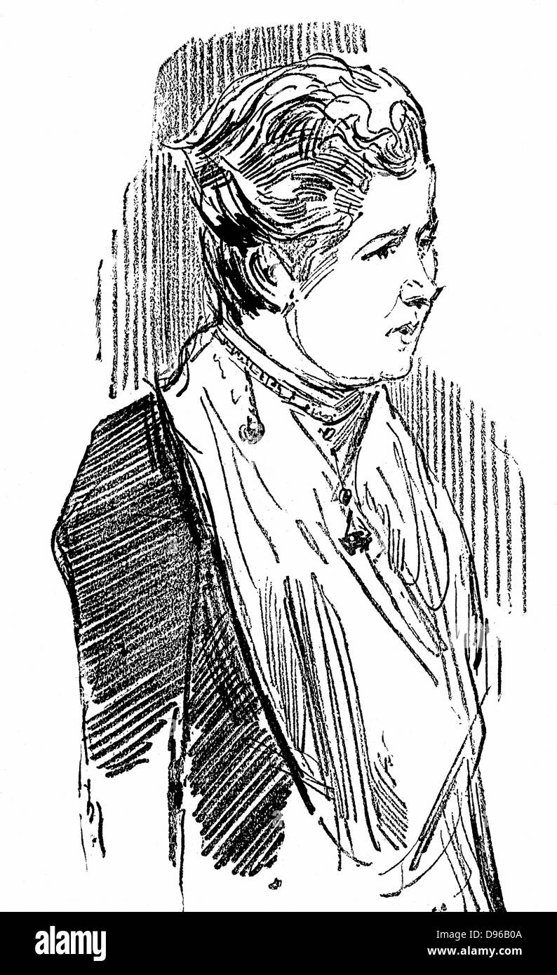 Annie Besant (1847-1933) - bois né. Théosophe et socialiste britannique. La gravure sur bois de 1890. Banque D'Images