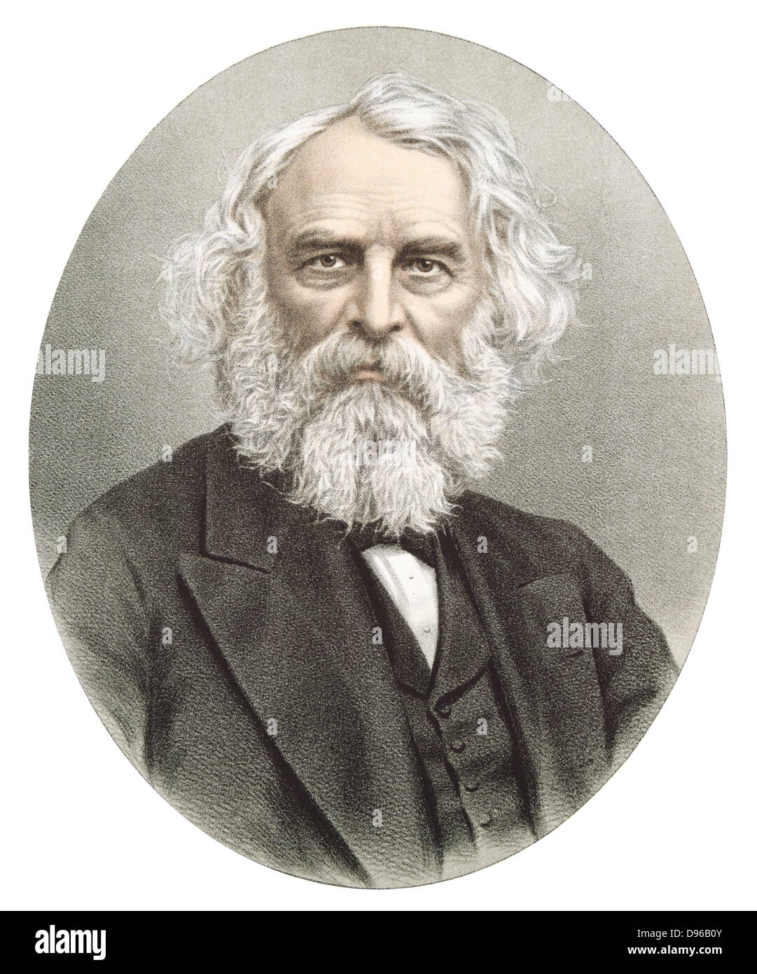 Henry Wadsworth Longfellow (1807-1882) poète américain. Portrait teinté publié Londres c1880. Lithographie teintée. Banque D'Images