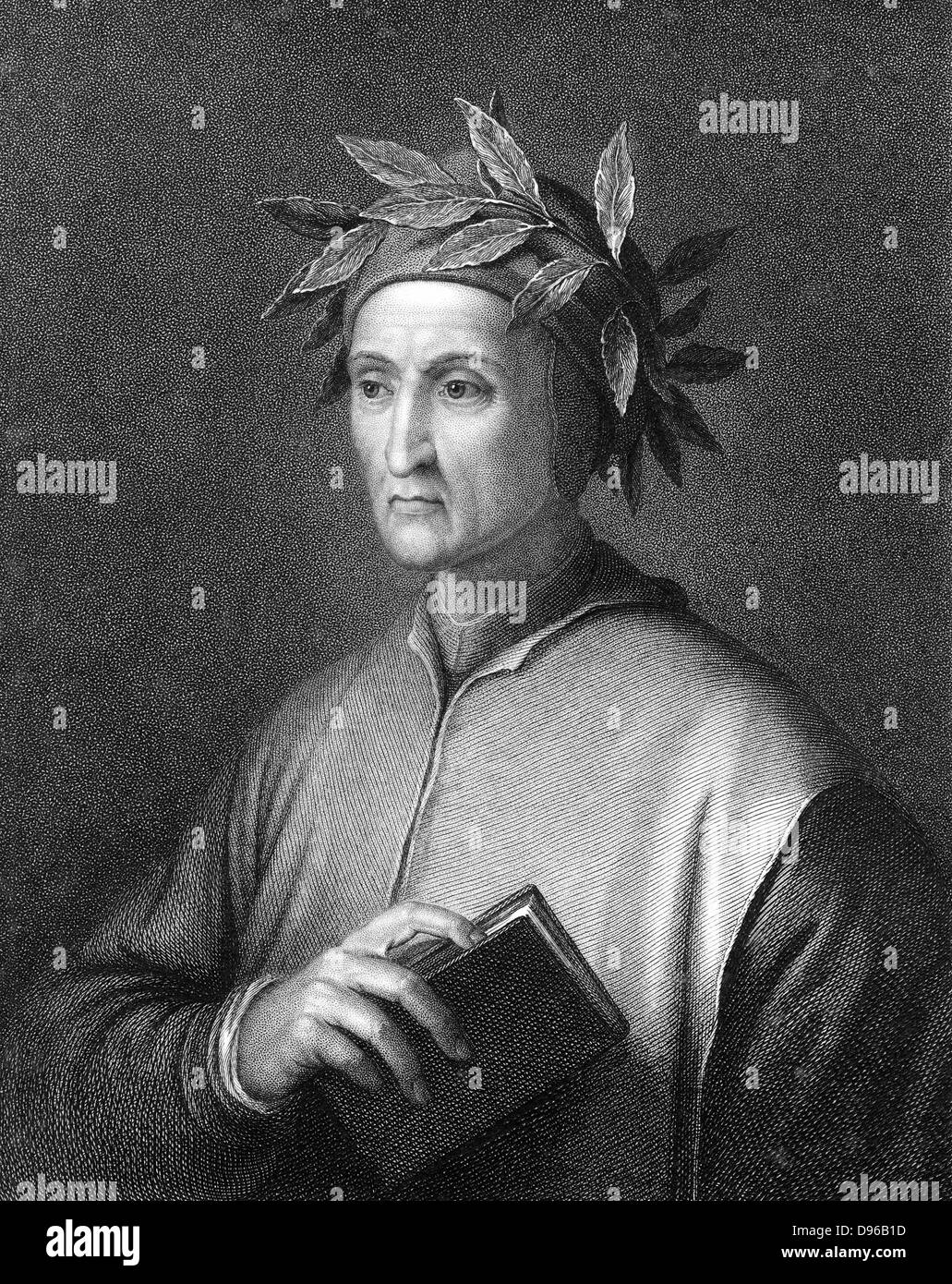 Dante Alighieri (1265-1321) poète italien. Gravure Portrait Banque D'Images