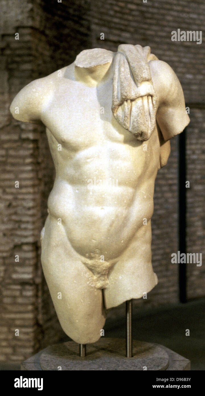 Copie romaine de statue grecque. Torse masculin. Banque D'Images