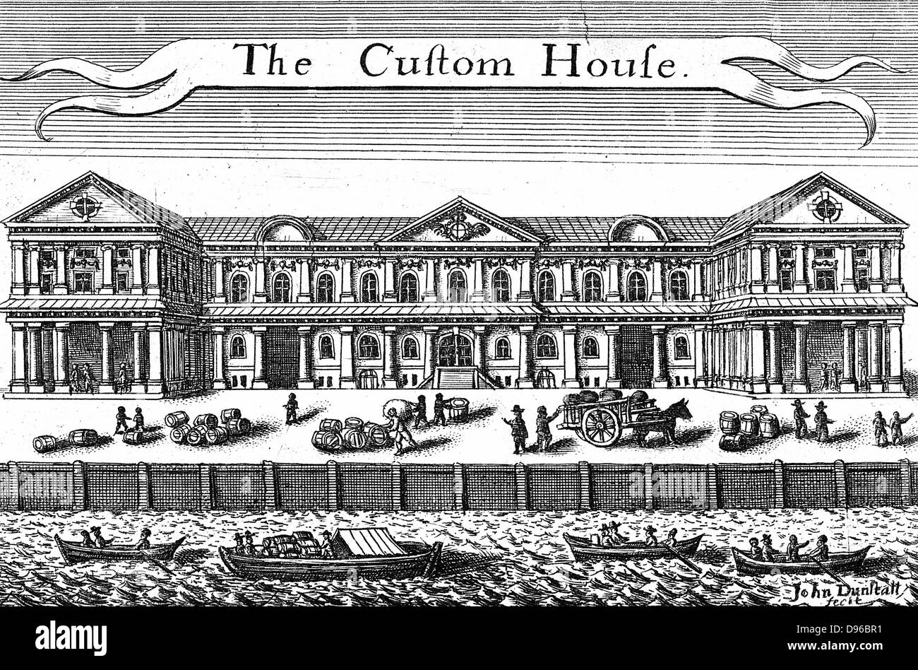 Le Custom House, Londres. Gravure par j j active (c1660), Londres Banque D'Images