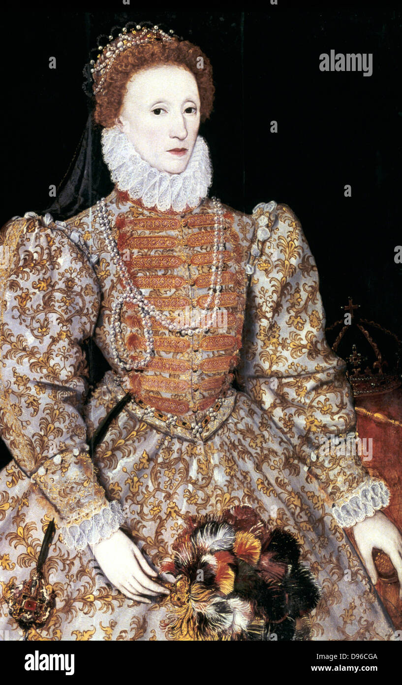 Elizabeth I (Queen) Maalouf d'Angleterre et d'Irlande de 1558, dernier monarque Tudor. Le portrait c1588 Darnley, artiste inconnu. Banque D'Images