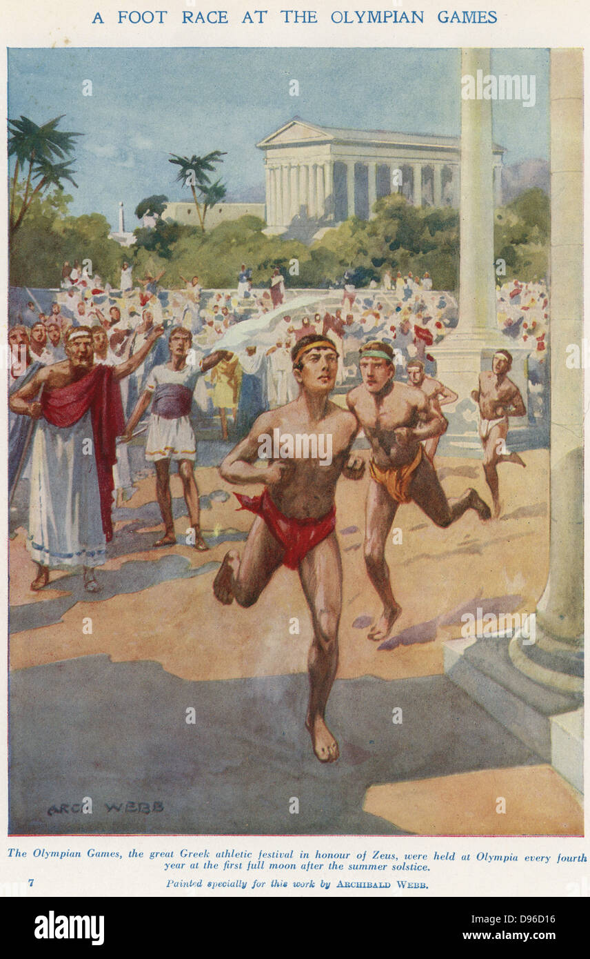 Jeux Olympiques Antiques Tenue En L Honneur De Zeus Ossature En Competition Dans Une Course A Pied Au Debut Du Xxe Siecle L Illustration Photo Stock Alamy