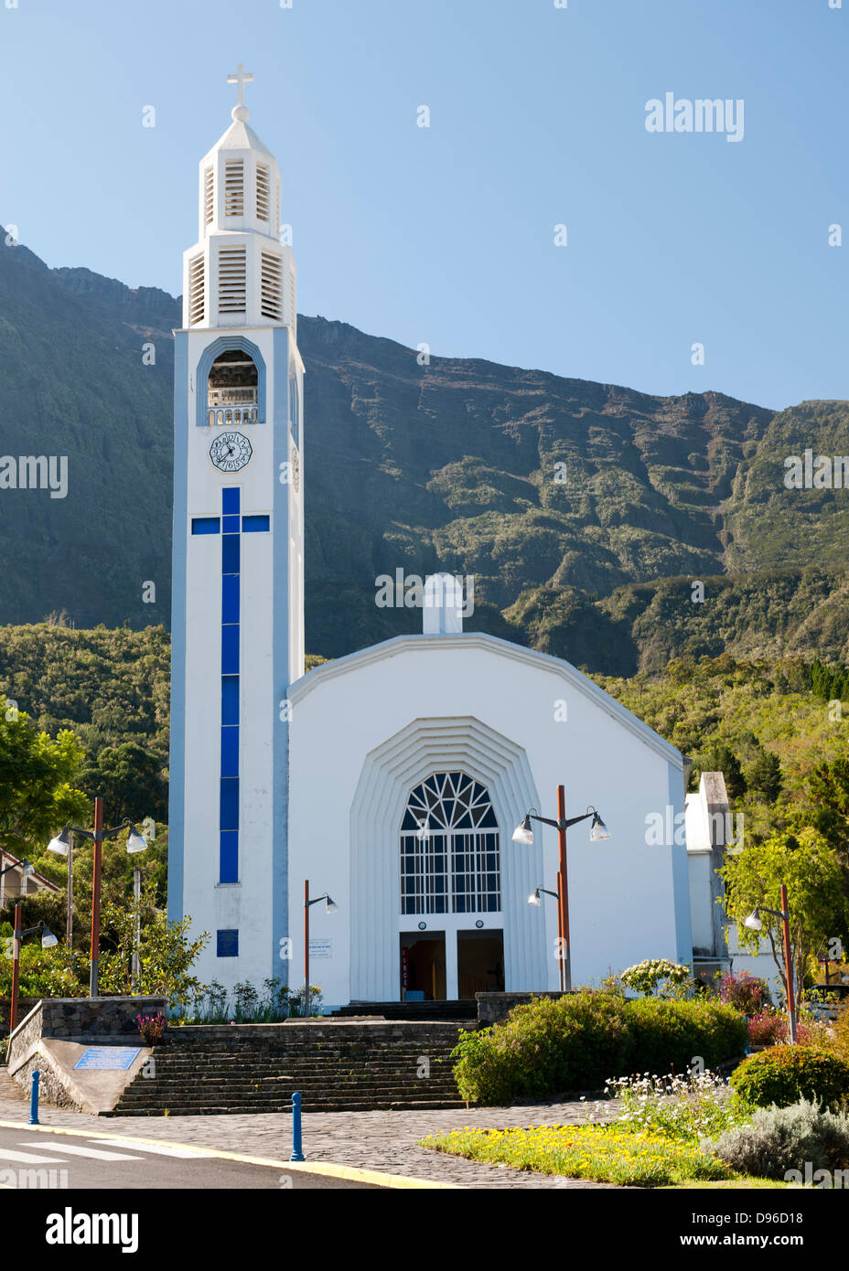 L'église de Cilaos dans le village de Cilaos sur l'île française de la réunion dans l'Océan Indien. Banque D'Images
