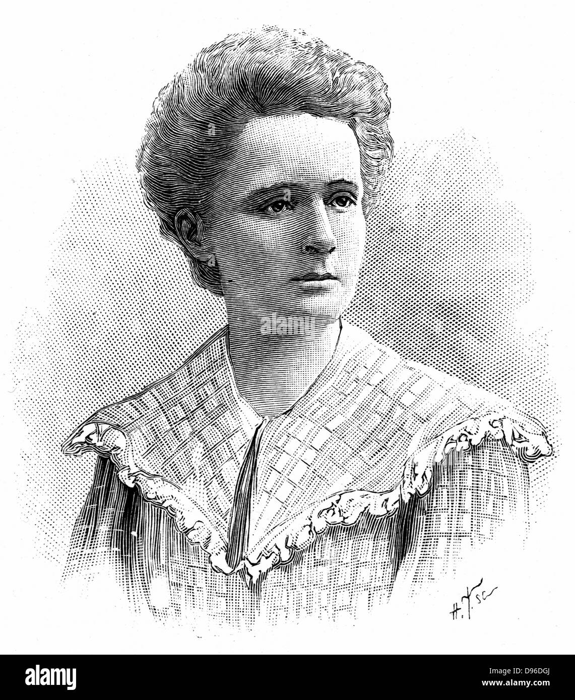 Marie Sklodowska Curie (1867-1934) Physicien français d'origine polonaise. Publié 1904 Gravure Banque D'Images