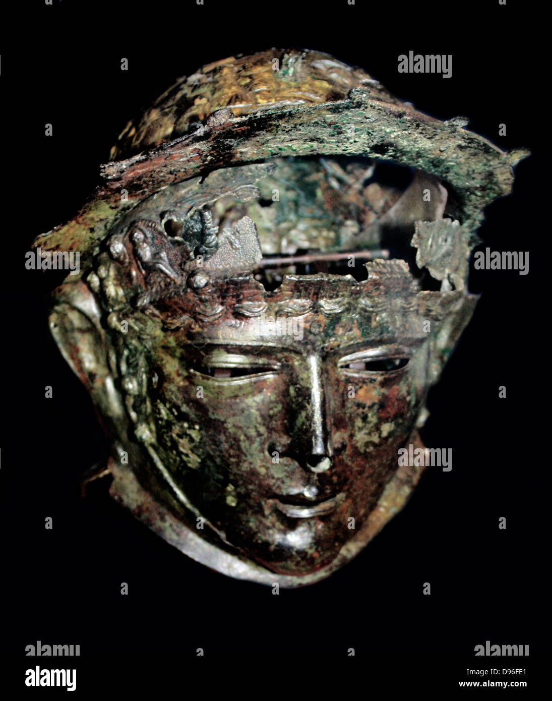 Ribchester Casque. Portés par les soldats d'élite de cavalerie lors de manifestations sportives. La Bretagne romaine, fin 1er-début 2e siècle AD. Trouvés dans Ribchester, Lancashire. Banque D'Images