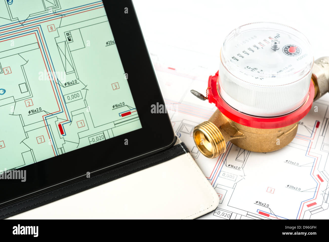 Développement du système de chauffage. Les outils professionnels et d'appareils. Banque D'Images