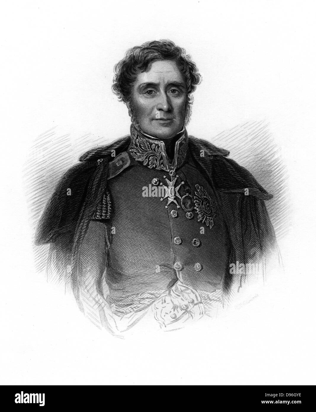 James Henry Fitzroy Somerset, 1er baron Raglan (1788-1855) soldat anglais, c1860. Le maréchal de guerre de Crimée guerre russo-turque (1853-1856) : Il a été victorieux à la bataille de l'Alma, mais à Balaclava donne l'ordre de "suicidaire" la charge de la Brigade légère. La gravure. Banque D'Images