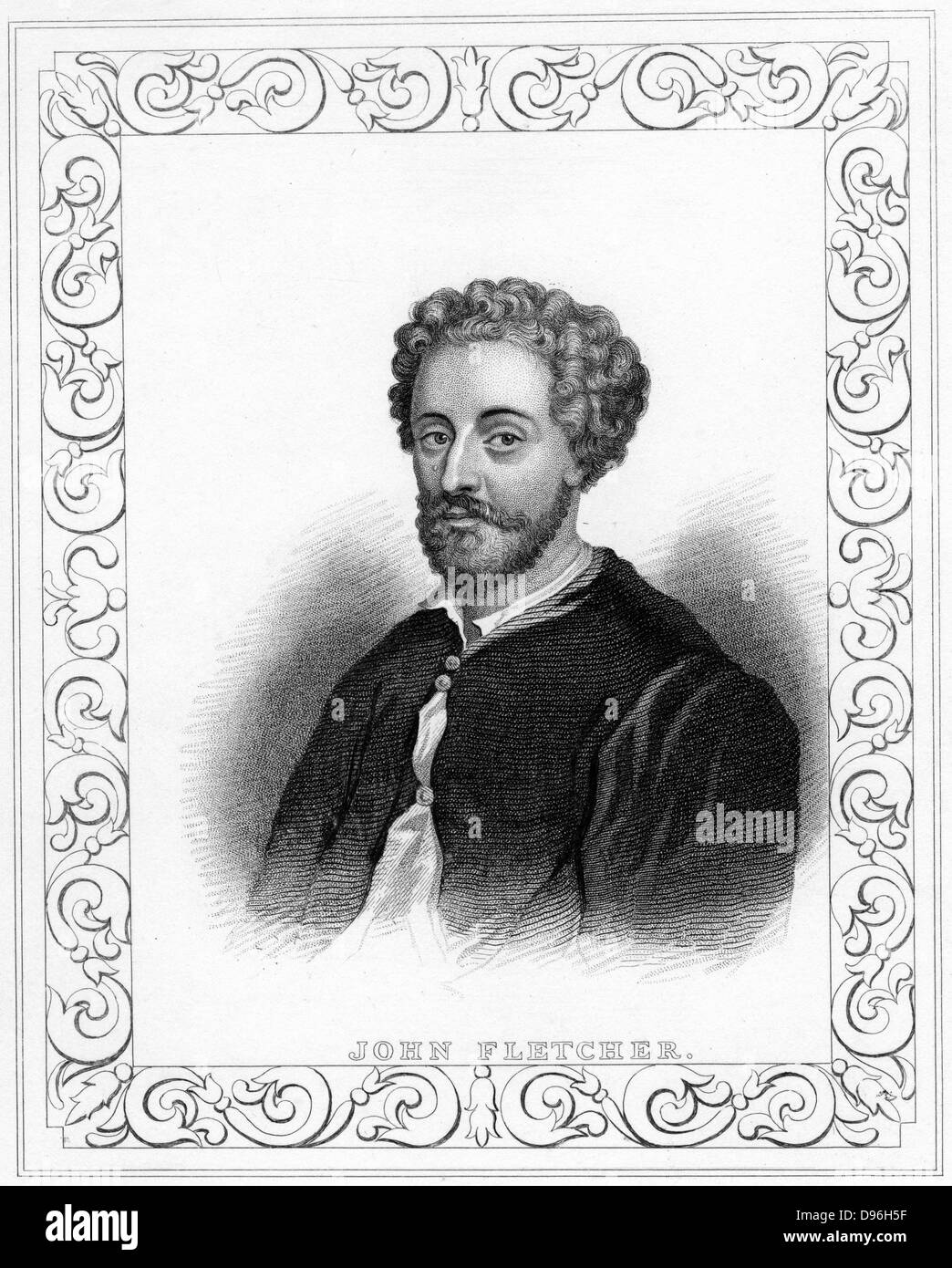 John Fletcher (1579-1625) dramaturge anglais, au début du xixe siècle. Fletcher a collaboré avec Francis Beaumont sur un certain nombre de parties et avec Jonson, Chapman et Massinger. Il est mort de la peste. Banque D'Images