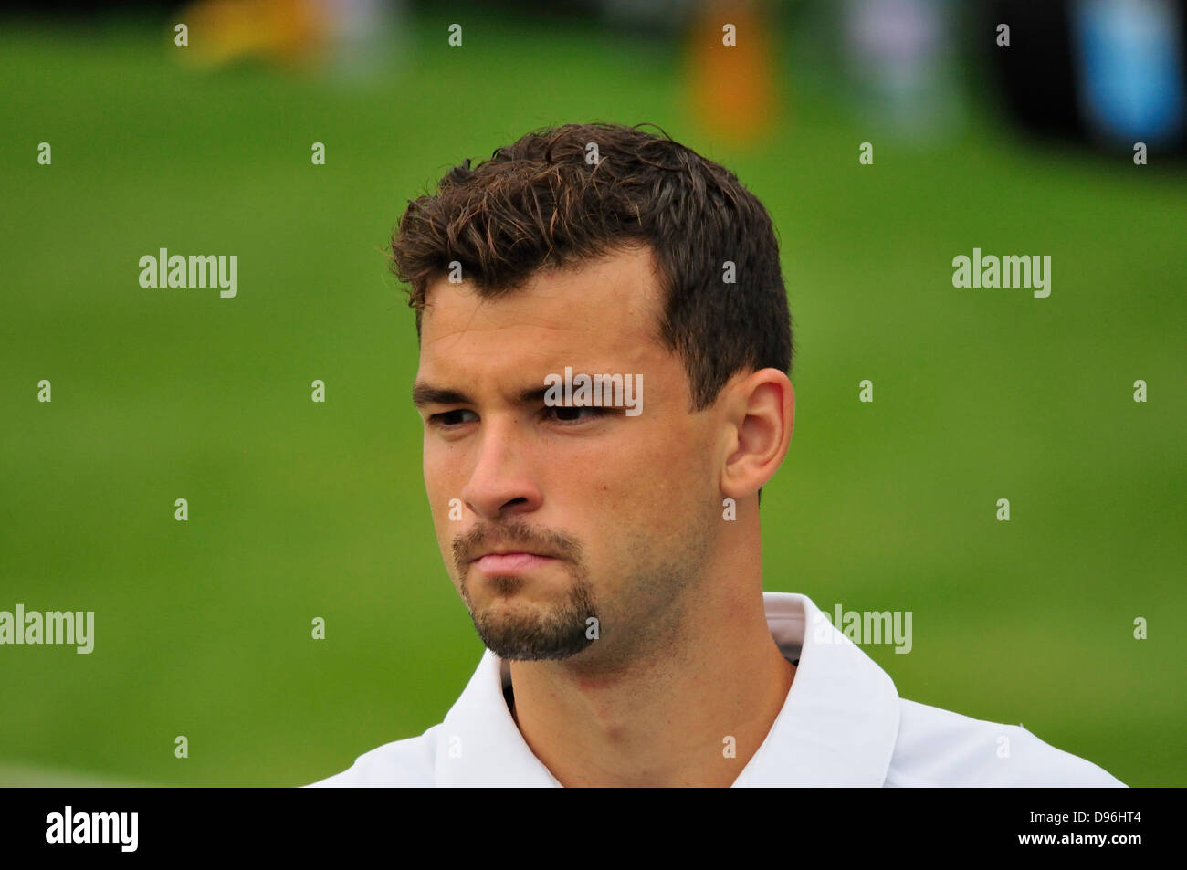 Grigor Dimitrov (Bulgarie) au Championnat de Tennis Aegon, Queens Club, Londres. 12 juin 2013. Banque D'Images