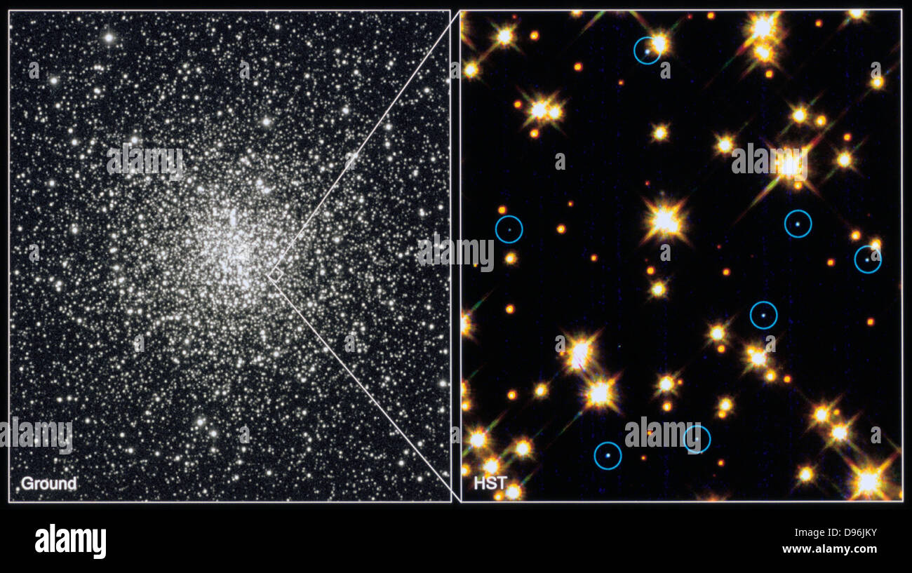 Étoiles naines blanches dans l'amas globulaire M4.H.Bond (STSCI). Photographie de la NASA. Banque D'Images