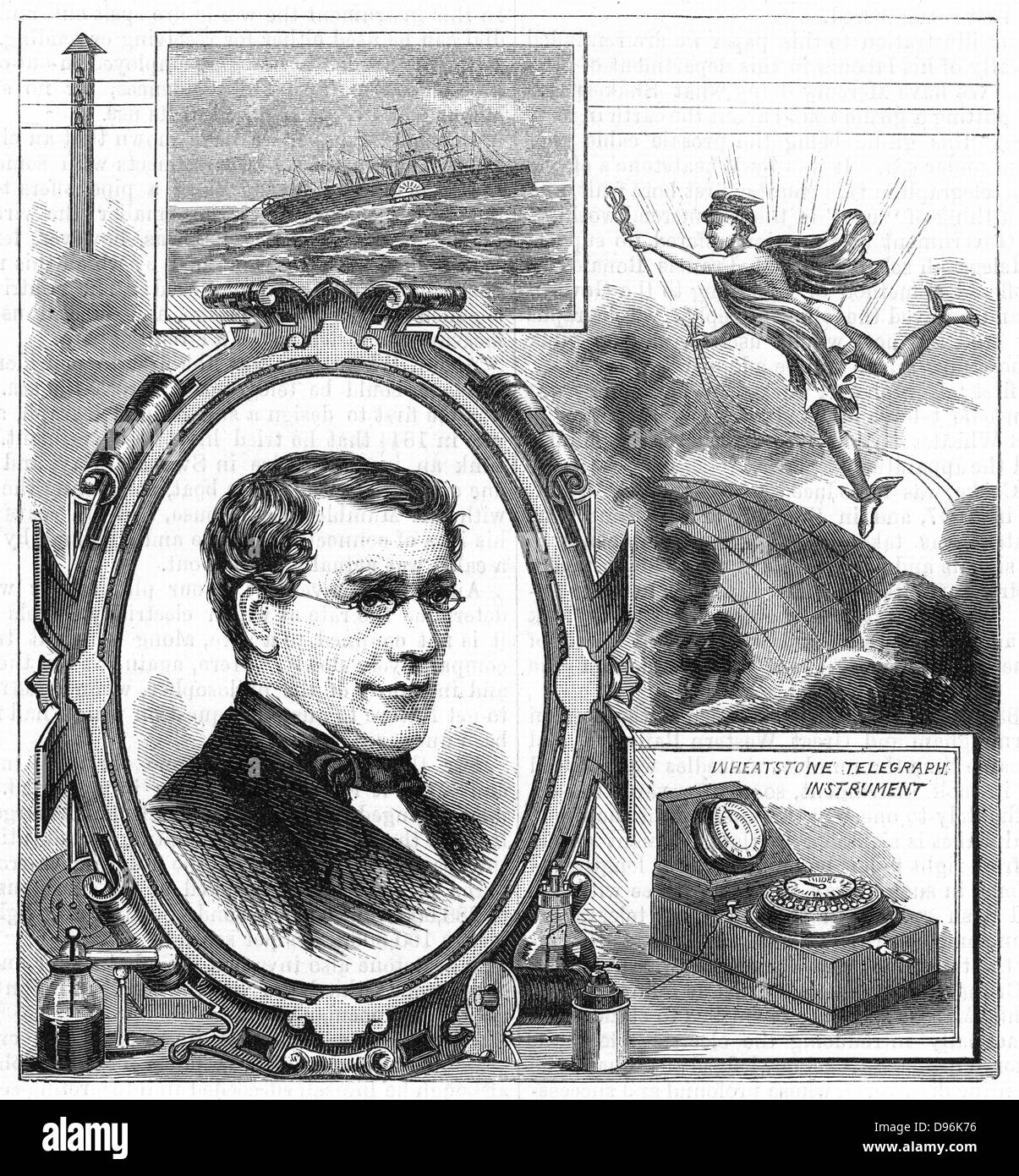 Charles Wheatstone (1802-1875), physicien britannique. Son travail fait le télégraphe électrique possible. Gravure, 1882. Banque D'Images
