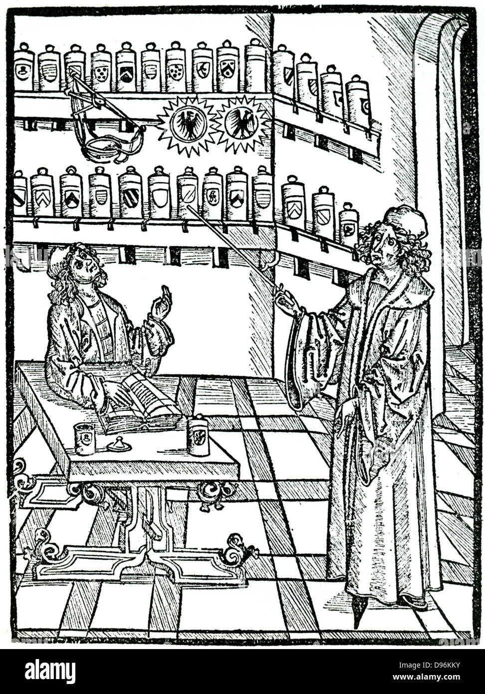 La boutique de l'apothicaire. De Johannis de Cuba "Ortus Sanitatis", Strasbourg, 1483 Banque D'Images